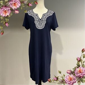 Karen Scott‎ short sleeve knee length casual navy dress